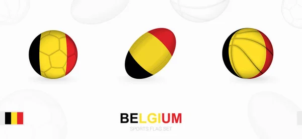 Icônes Sportives Pour Football Rugby Basket Avec Drapeau Belgique — Image vectorielle