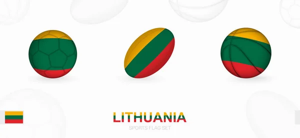 Sport Iconen Voor Voetbal Rugby Basketbal Met Vlag Van Litouwen — Stockvector