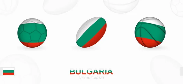 Sportovní Ikony Pro Fotbal Rugby Basketbal Vlajkou Bulharska — Stockový vektor