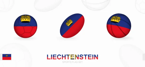 Sports Icons Football Rugby Basketball Flag Liechtenstein — Stock Vector