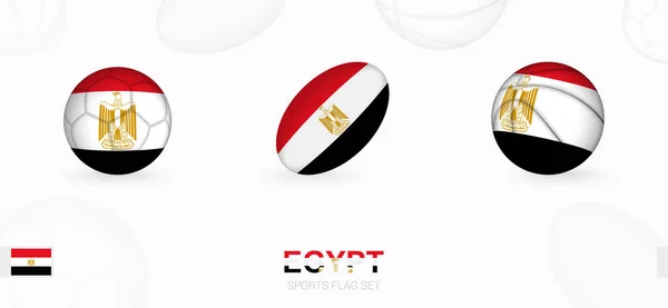 Iconos Deportivos Para Fútbol Rugby Baloncesto Con Bandera Egipto — Vector de stock