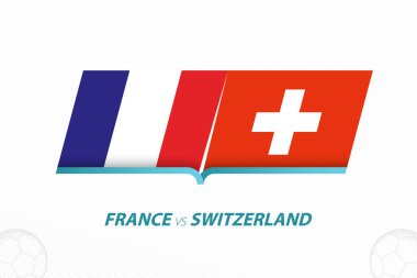 Fransa, İsviçre 'ye karşı Avrupa Futbol Turnuvası, 16. Raunt. Futbol arka planında karşıt simge. Spor vektörü simgesi.