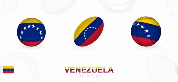 Sports Icons Football Rugby Basketball Flag Venezuela — Stock Vector