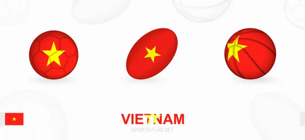 Αθλητικά Εικονίδια Για Ποδόσφαιρο Ράγκμπι Και Μπάσκετ Σημαία Του Βιετνάμ — Διανυσματικό Αρχείο