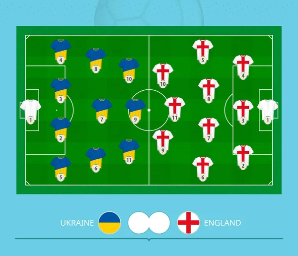 Partido Fútbol Ucrania Frente Inglaterra Los Equipos Prefirieron Sistema Alineación — Archivo Imágenes Vectoriales