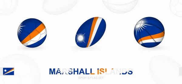 マーシャル諸島の旗を持つサッカー ラグビー バスケットボールのスポーツアイコン — ストックベクタ