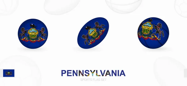 Sports Icons Football Rugby Basketball Flag Pennsylvania — Stock Vector