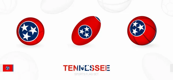 Sport Iconen Voor Voetbal Rugby Basketbal Met Vlag Van Tennessee — Stockvector