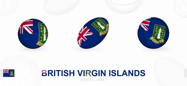 イギリス領バージン諸島の旗を持つサッカー ラグビー バスケットボールのスポーツアイコン — ストックベクタ