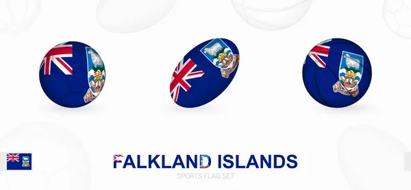 Icone Sportive Calcio Rugby Basket Con Bandiera Isole Falkland — Vettoriale Stock