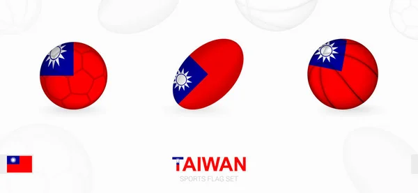 Icônes Sportives Pour Football Rugby Basket Ball Avec Drapeau Taiwan — Image vectorielle
