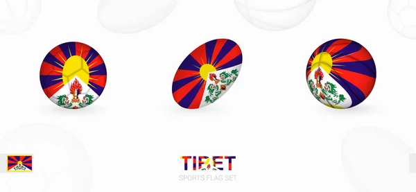 Iconos Deportivos Para Fútbol Rugby Baloncesto Con Bandera Del Tíbet — Vector de stock