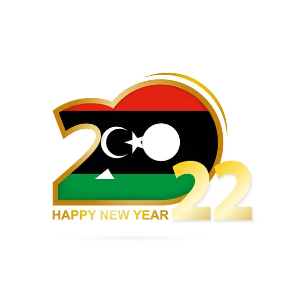 Année 2022 Avec Drapeau Libyen Bonne Année Design — Image vectorielle