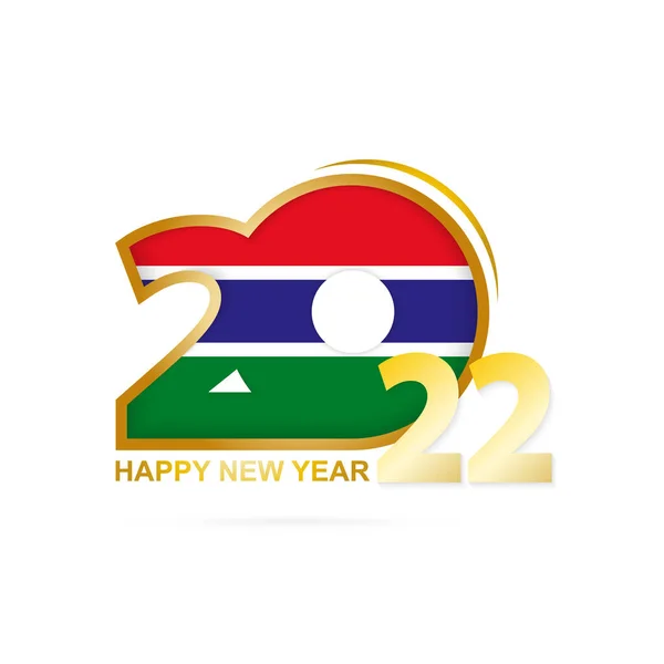 Año 2022 Con Patrón Bandera Gambia Feliz Año Nuevo Diseño — Vector de stock