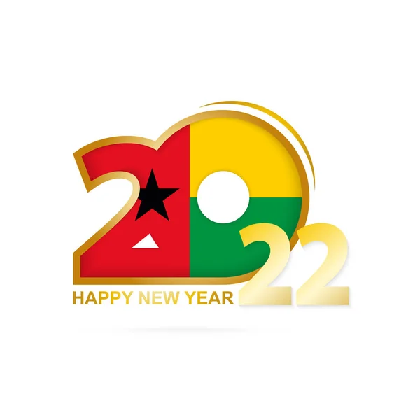 2022年采用几内亚比绍国旗模式 新年快乐设计 — 图库矢量图片