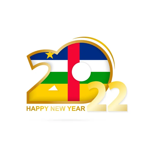 Año 2022 Con Patrón Bandera República Centroafricana Feliz Año Nuevo — Vector de stock