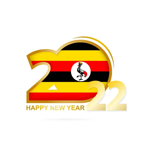 Ano 2022 Com Padrão Bandeira Uganda Feliz Ano Novo Design —  Vetores de Stock