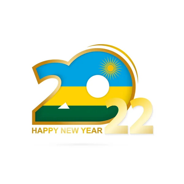 2022 Рік Зображенням Прапора Руанди Новорічним Плануванням — стоковий вектор