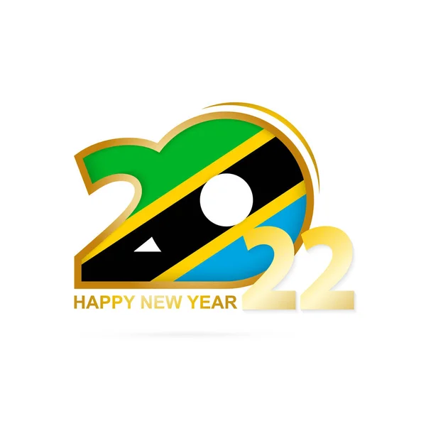 Année 2022 Avec Motif Drapeau Tanzanien Bonne Année Design — Image vectorielle