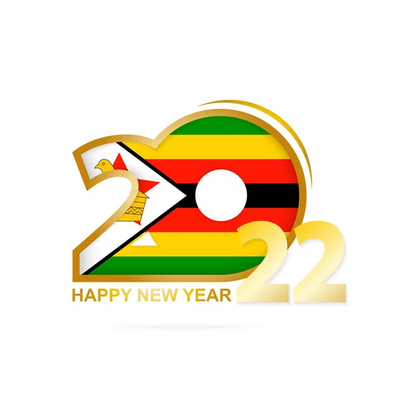 Année 2022 Avec Motif Drapeau Zimbabwe Bonne Année Design — Image vectorielle