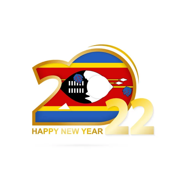 Año 2022 Con Patrón Bandera Suazilandia Feliz Año Nuevo Diseño — Vector de stock