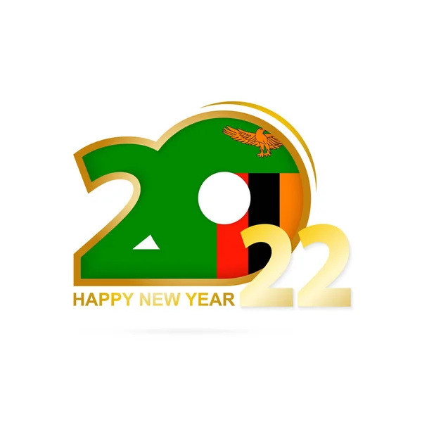 2022 Med Zambia Flag Mønster Godt Nytår Design – Stock-vektor