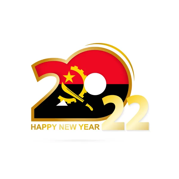 Jaar 2022 Met Angola Vlag Patroon Gelukkig Nieuwjaarsontwerp — Stockvector