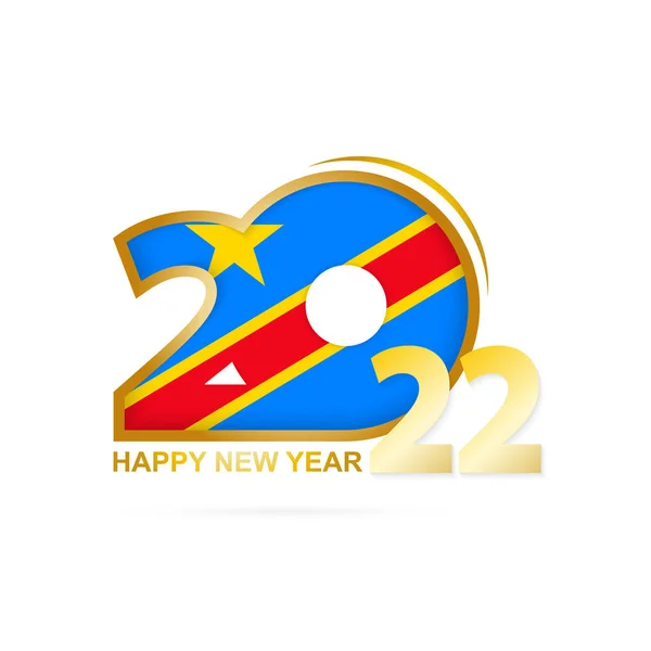 2022年 采用Dr刚果国旗模式 新年快乐设计 — 图库矢量图片