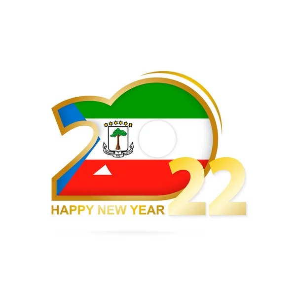 Jahr 2022 Mit Äquatorialguinea Flagge Muster Frohes Neues Jahr — Stockvektor