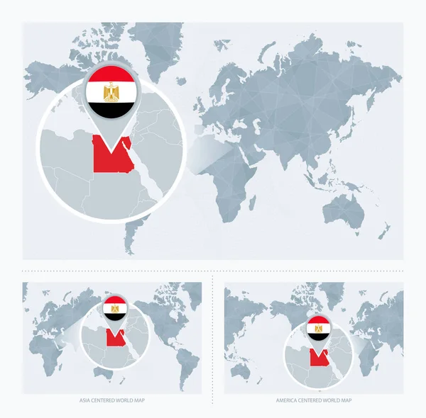 Ampliado Egipto Sobre Mapa Del Mundo Versiones Del Mapa Del — Archivo Imágenes Vectoriales