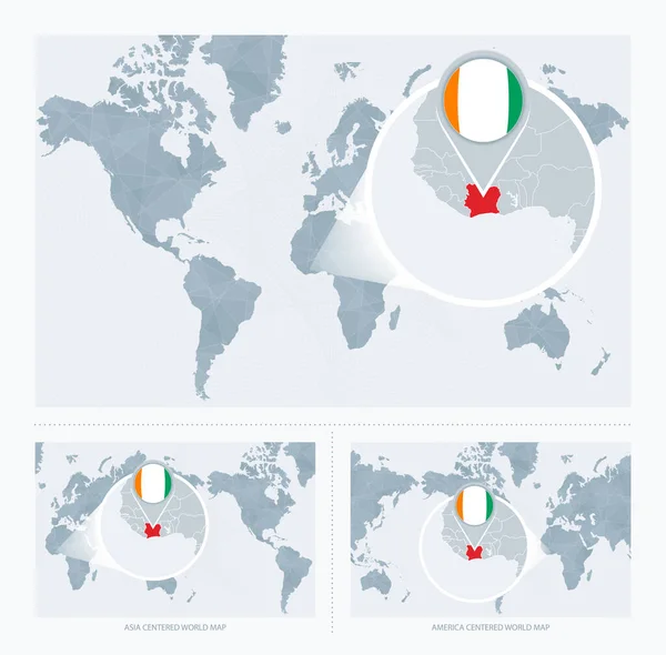 Côte Ivoire Élargie Sur Carte Monde Versions Carte Monde Avec — Image vectorielle