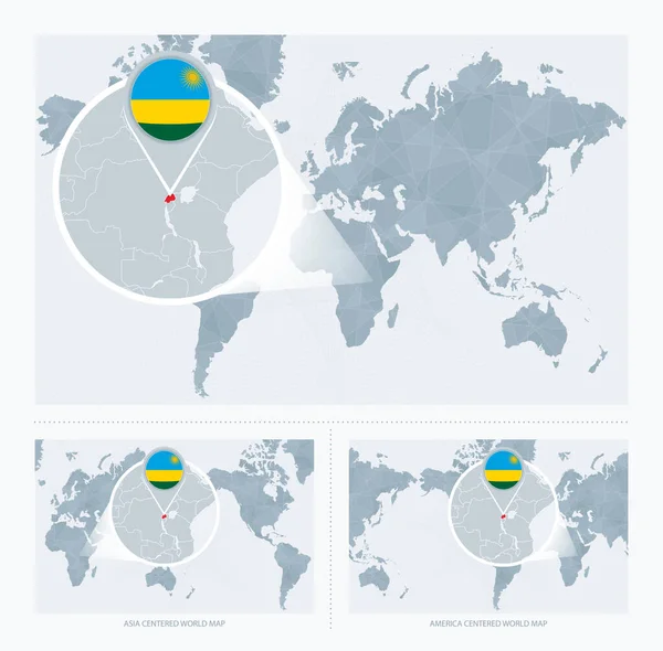Magnified Rwanda Map World Версії World Map Flag Map Rwanda — стоковий вектор