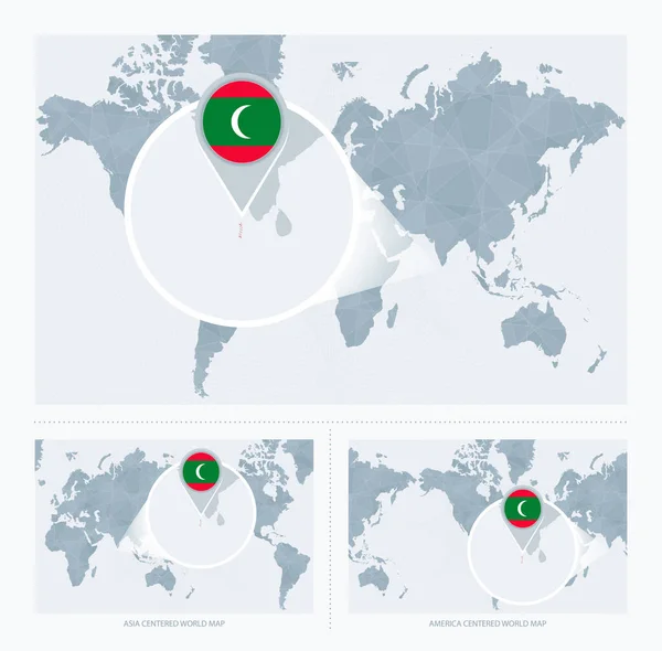 Μεγεθυμένες Μαλδίβες Πάνω Από Χάρτη Του Κόσμου Εκδόσεις Του Παγκόσμιου — Διανυσματικό Αρχείο