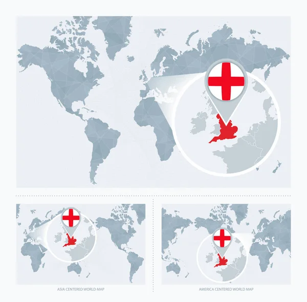 Dünya Haritası Üzerinden Ngiltere Büyütmüş Ngiltere Haritası Bayrağı Ile Dünya — Stok Vektör