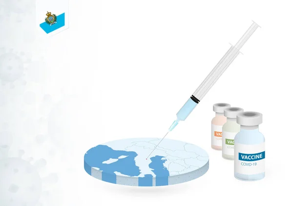 Szczepienie San Marino Innym Typem Szczepionki Covid Koncepcja Wstrzyknięcia Szczepionki — Wektor stockowy
