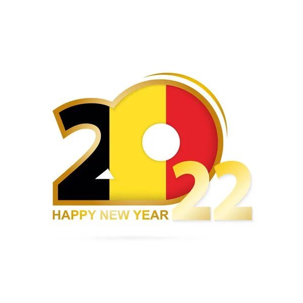 Έτος 2022 Μοτίβο Βελγική Σημαία Καλή Χρονιά — Διανυσματικό Αρχείο