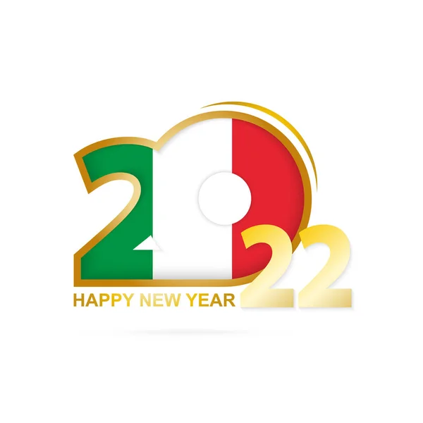Jaar 2022 Met Italië Vlag Patroon Gelukkig Nieuwjaarsontwerp — Stockvector
