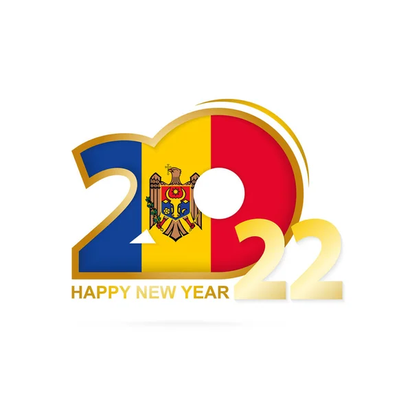 Rok 2022 Wzorem Flagi Mołdawii Szczęśliwego Nowego Roku Design — Wektor stockowy