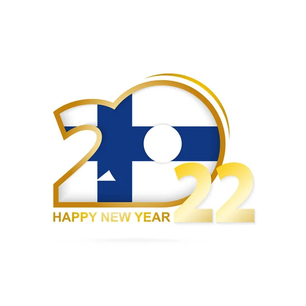 Año 2022 Con Patrón Bandera Finlandia Feliz Año Nuevo Diseño — Vector de stock