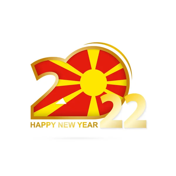 Ano 2022 Com Padrão Bandeira Macedônia Feliz Ano Novo Design — Vetor de Stock