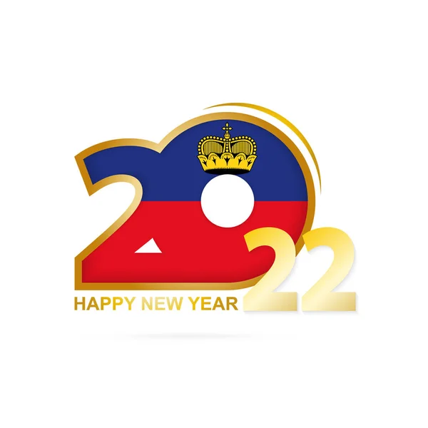 Año 2022 Con Patrón Bandera Liechtenstein Feliz Año Nuevo Diseño — Archivo Imágenes Vectoriales
