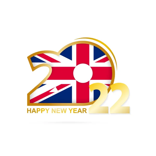 Año 2022 Con Patrón Bandera Del Reino Unido Feliz Año — Archivo Imágenes Vectoriales