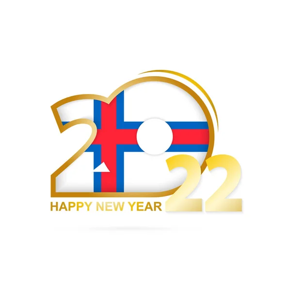 Año 2022 Con Patrón Bandera Las Islas Feroe Feliz Año — Archivo Imágenes Vectoriales