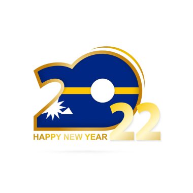 Yıl 2022, Nauru bayrağı desenli. Mutlu Yıllar Tasarımı.
