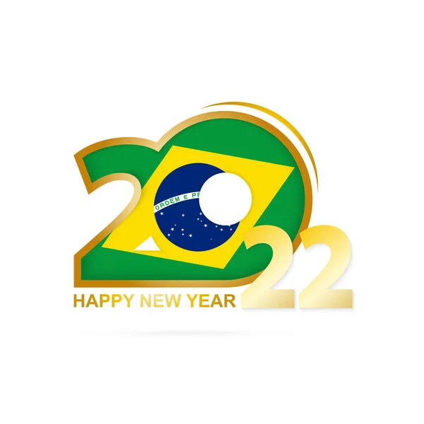2022年巴西国旗图案 新年快乐设计 — 图库矢量图片