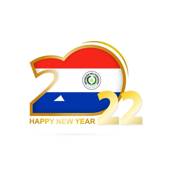 Año 2022 Con Patrón Bandera Paraguay Feliz Año Nuevo Diseño — Vector de stock