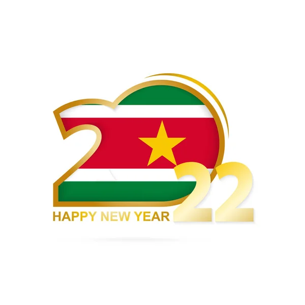 Jaar 2022 Met Suriname Vlag Patroon Gelukkig Nieuwjaarsontwerp — Stockvector