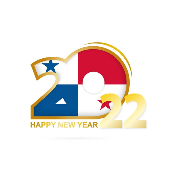 Año 2022 Con Patrón Bandera Panamá Feliz Año Nuevo Diseño — Vector de stock