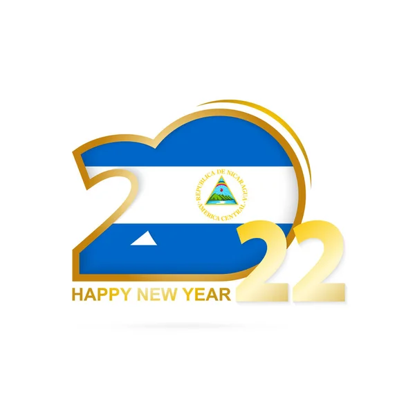 Anno 2022 Con Bandiera Del Nicaragua Felice Anno Nuovo Design — Vettoriale Stock