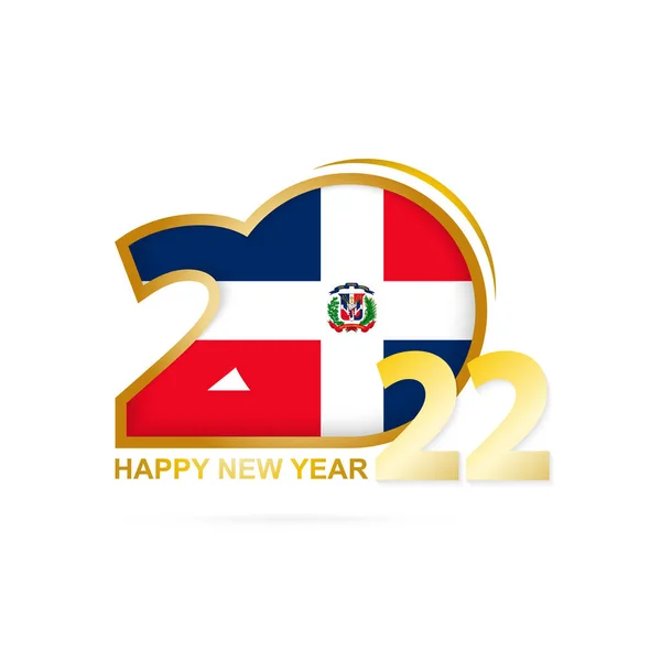 Jaar 2022 Met Dominicaanse Republiek Vlag Patroon Gelukkig Nieuwjaarsontwerp — Stockvector
